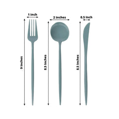 60 Pack Plastic Silverware Set, Dusty Blue Heavy Duty Disposable Sleek Utensil Cutlery