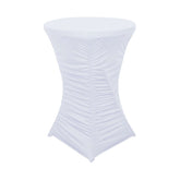 Heavy Duty Spandex 30" Fitted Round Cocktail Table Cover White Ruched Pleated - Durable Stretch Design
