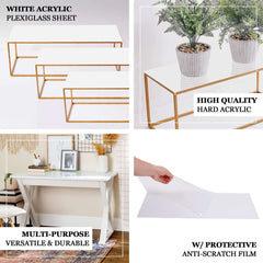 Set of 4 Acrylic Plexiglass Sheets Rectangular Side Plates White - Protective Film Coating