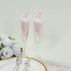 50-Pack Paper Dinner Napkins White with Pink Damask Floral Pattern 2-Ply - Stylish Disposable Napkins for Parties