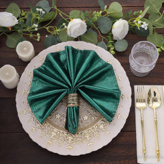 5 Pack Polyester 20"x20" Napkins Hunter Emerald Green Shimmer Sequin Dots - Luminous Cloth Napkins