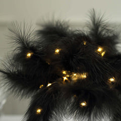 Table Lamp Feather Design Black LED Battery Operated - Cordless Wedding Centerpiece 15"