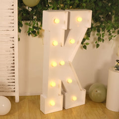 Giant LED Marquee Light Up Letter "K", White 4ft Pre-Cut Foam Board with 10 Warm White Battery Operated LEDs, Glue Gun and Sticks
