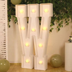 Giant LED Marquee Light Up Letter "W", White 4ft Pre-Cut Foam Board with 10 Warm White Battery Operated LEDs, Glue Gun and Sticks