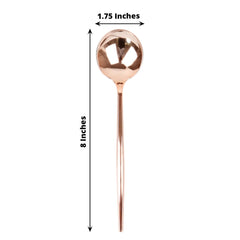 24-Pack Plastic Spoons Glossy Rose Gold - Premium Heavy Duty Disposable Silverware 8"