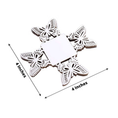 50-Pack Mini Paper Truffle Cup Liners Butterfly Square Design Metallic Silver - 225GSM Cupcake Tray Wrappers 4"