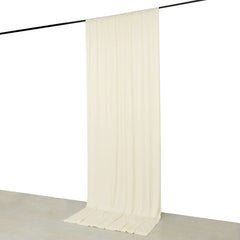 Ivory 4-Way Stretch Spandex Event Curtain Drapes, Wrinkle Free Backdrop Event Panel with Rod Pockets - 5ftx12ft