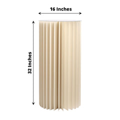 32" Ivory Cylinder Display Column Stand, Pillar Pedestal Stand With Top Plate
