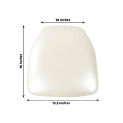 5 Pack PU Leather 1.5" Thick Seat Pads with Wood Backing for Chiavari Chairs Ivory - Memory Foam Tie-Less Non-Slip Design 16"