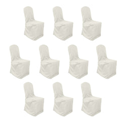 10 Pack Polyester Chair Cover for Banquet Chairs Ivory - Stain-Resistant Reusable Slip-On Slipcover