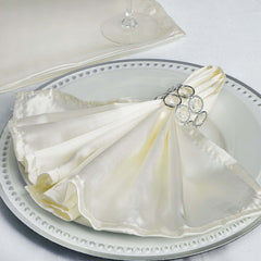 5 Pack Satin 20"x20" Napkins Ivory - Luxurious Shine & Smooth Dinner Napkins