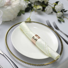 5 Pack Taffeta 20"x20" Napkins Ivory - Accordion Crinkle Dinner Napkins