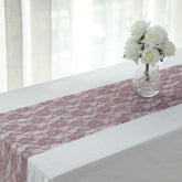 Lace 12"x108" Table Runner Violet - Vintage Rose Pattern Table Decor