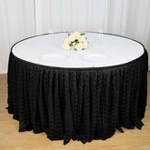 Lace 14ft Table Skirt Black Premium Pleated - Vintage Style for Parties