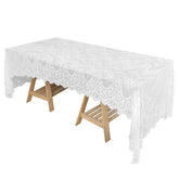 Lace 60"x120" Rectangle Tablecloth White - Vintage Lace Design with Scalloped Frill Edges for Refined Occasions