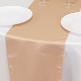 Lamour Satin 12"x108" Table Runner Nude - Smooth & Lustrous Finish