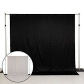 Lamour Satin Blackout Curtains 10ft x 10ft Panels Black/Ivory | Water-Resistant PU-Coated Double Sided Backdrop for Weddings & Events