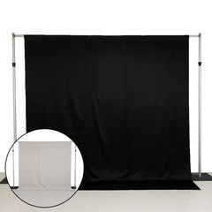 Lamour Satin Blackout Curtains 10ft x 10ft Panels Black/Ivory | Water-Resistant PU-Coated Double Sided Backdrop for Weddings & Events