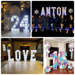 Giant LED Marquee Light Up Number "8", White 4ft Pre-Cut Foam Board with 10 Warm White Battery Operated LEDs, Glue Gun and Sticks