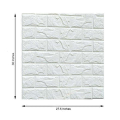 10 Pack White foam Brick Peel And Stick 3D Wall Tile Panels - Covers 58sq.ft