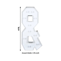 Giant LED Marquee Light Up Symbol "&", White 4ft Pre-Cut Foam Board with 10 Warm White Battery Operated LEDs, Glue Gun and Sticks