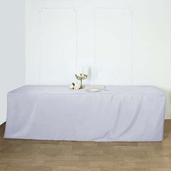 Fitted Polyester 96"x30" Rectangle Tablecloth White - Durable and Easy to Maintain Table Cover for Trade Shows, Catering & Events