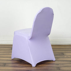 Spandex Chair Cover for Banquet Chairs Lavender Lilac - Stretch 160GSM Fabric with Slip-On Slipcover