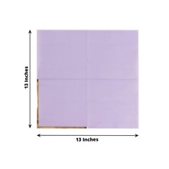 50-Pack Paper Beverage Napkins with Gold Foil Edge Lavender - Disposable 2 Ply Cocktail Napkins for Events 6.5"x6.5"