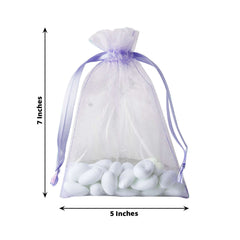 10 Pack 5"x7" Lavender Lilac Organza Drawstring Wedding Party Favor Gift Bags