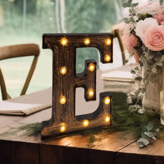 LED Marquee Letter "E" Industrial Style Antique Black - Light-Up Alphabet Sign for Weddings & Displays 9"