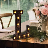 LED Marquee Letter "L" Industrial Style Antique Black - Light-Up Alphabet Sign for Weddings & Displays 9"