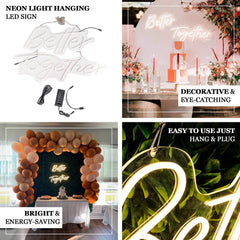 32" Better Together LED Neon Light Sign for Party or Home Wall Decor, Warm White Reusable Hanging Light With 5ft Chain