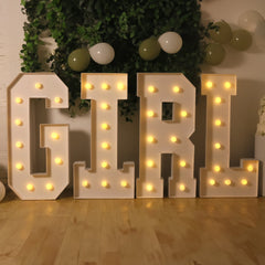 Giant LED Marquee Light Up Letter "G", White 4ft Pre-Cut Foam Board with 10 Warm White Battery Operated LEDs, Glue Gun and Sticks
