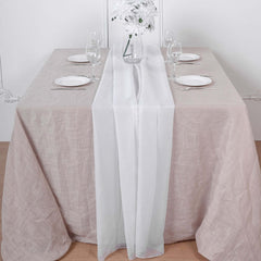 Chiffon 6ft Table Runner White - Chic Flowy & Lightweight Table Decor