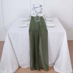 Chiffon 6ft Table Runner Olive Green - Flowy & Lightweight Table Decor