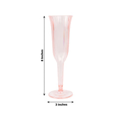 24-Pack Plastic Champagne Flutes Transparent Blush Flared Design - Lightweight Disposable Toasting Glasses 6oz