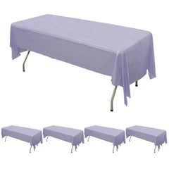 5-Pack Plastic Table Covers Lavender Lilac Rectangle - Reliable PVC Disposable Covers for Gatherings 54"x108"