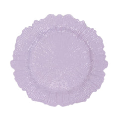 6-Pack Acrylic Plastic Round Charger Plates 13" in Lavender Lilac with Reef Design, Dinner Charger Tableware