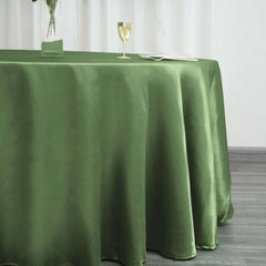 Satin 120" Round Tablecloth Olive Green - Stylish Seamless Table Cover