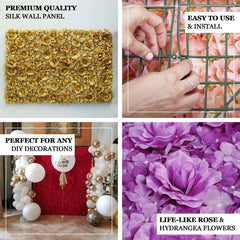 11 Sq ft. Red 3D Silk Rose and Hydrangea Flower Wall Mat Backdrop - 4 Artificial Panels