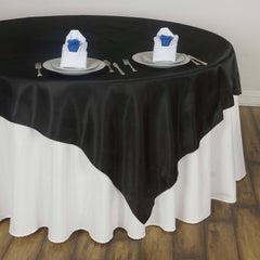 Satin 60"x60" Table Overlay Square Tablecloth Black - Smooth Silky Touch Table Cover for Sophisticated Events