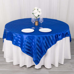 Satin 72"x72" Table Overlay Square Tablecloth Royal Blue - Stripe Table Topper