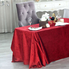 Premium Velvet 90"x132" Rectangle Tablecloth Burgundy - Reusable Soft & Seamless Table Cover