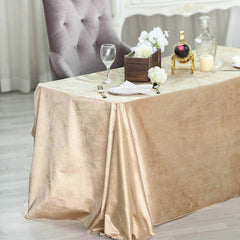 Premium Velvet 90"x132" Rectangle Tablecloth Champagne - Reusable Soft & Seamless Table Cover