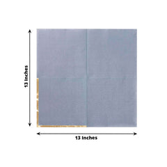 50-Pack Paper Beverage Napkins with Gold Foil Edge Dusty Blue - Disposable 2 Ply Cocktail Napkins for Events 6.5"x6.5"