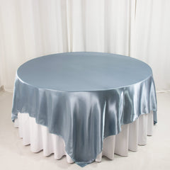 Satin 90"x90" Table Overlay Square Tablecloth Dusty Blue - Smooth Finish Table Topper