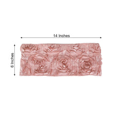 5 Pack Satin Spandex Chair Sashes Dusty Rose - Rosette Design Stretch Chair Bands 6"x14"