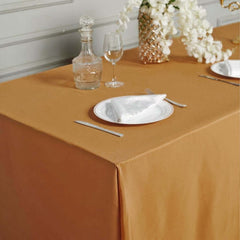 Polyester 90"x132" Rectangle Tablecloth Gold - Seamless Wrinkle-Resistant Design for Luxe Celebrations
