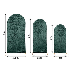 Set of 3 Hunter Emerald Green Crushed Velvet Chiara Backdrop Stand Covers For Round Top Wedding Arches - 5ft, 6ft, 7ft
