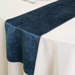 Premium Velvet 12"x108" Table Runner Navy Blue - Sheen Finish Reusable Table Decor